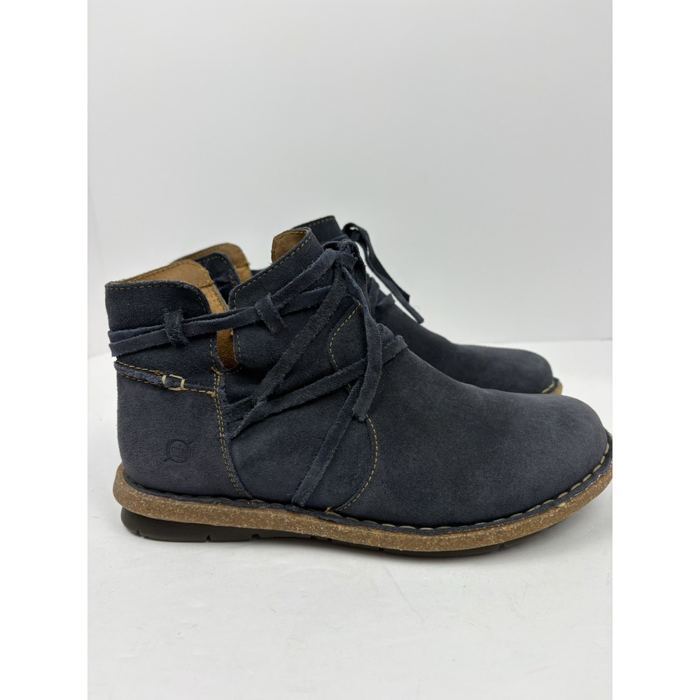 BORN Tarkiln Suede Leather Ankle Boots Blue Ankle Booties. Women's 8